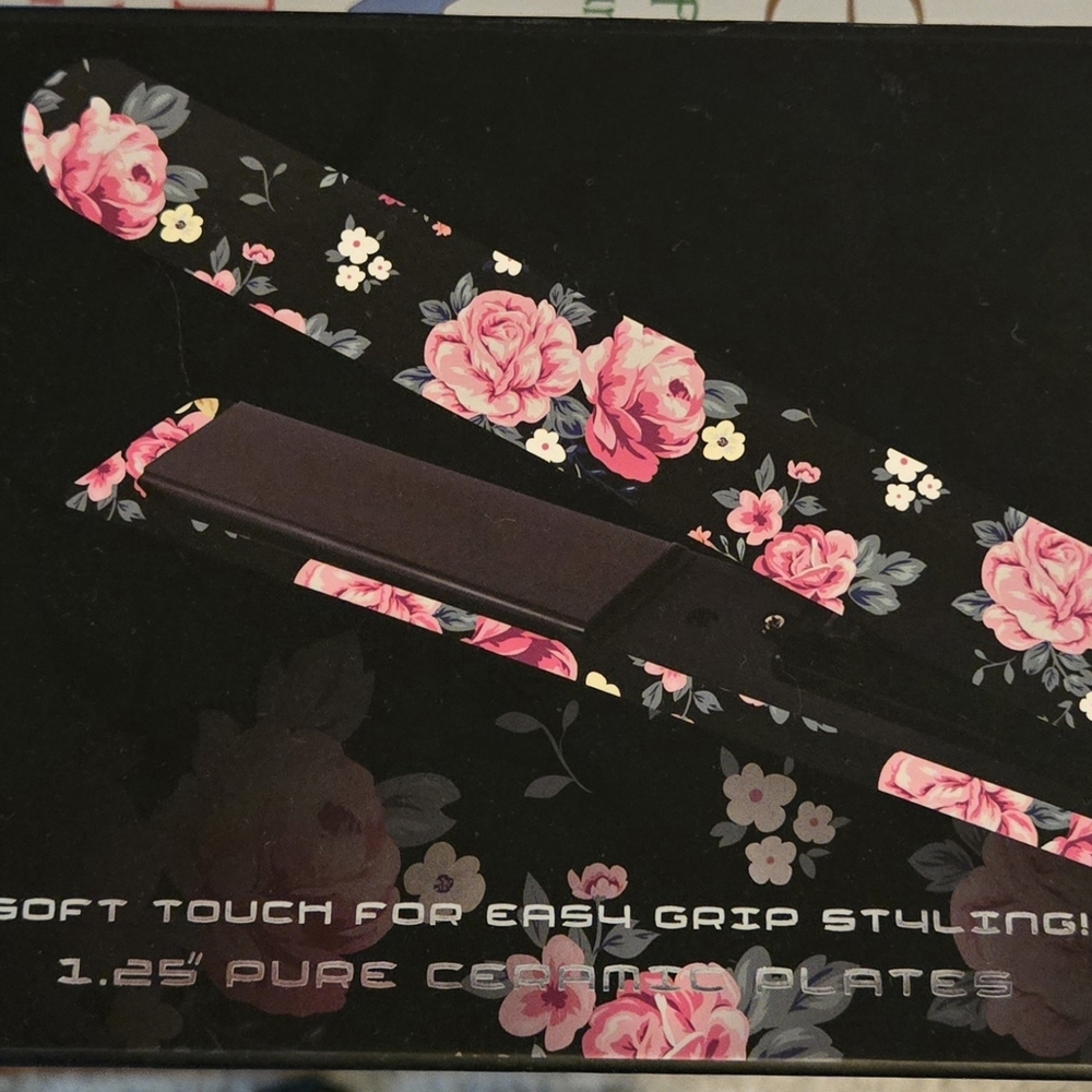 Floral Hair Straightener with Pink Roses